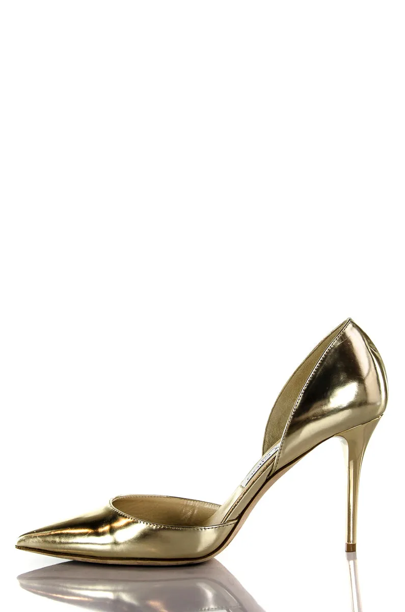 Jimmy Choo Gold Metallic d'Orsay Pointed Toe Pumps Size US 8.5 | EU 38.5