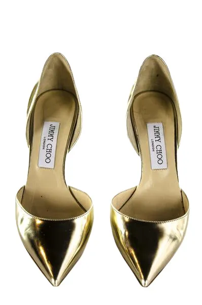 Jimmy Choo Gold Metallic d'Orsay Pointed Toe Pumps Size US 8.5 | EU 38.5