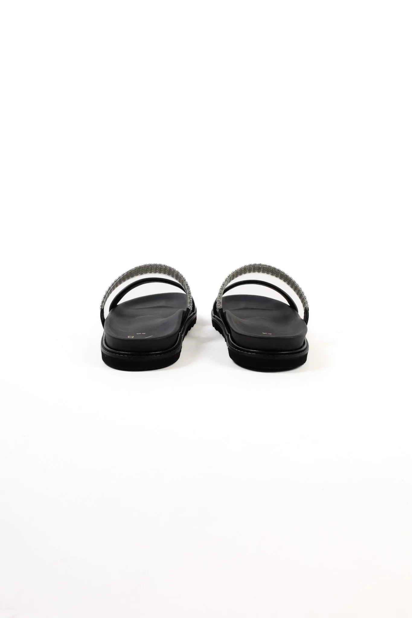 JULS BLACK – Two Strap Footbed Sandals with Strass Decoration
