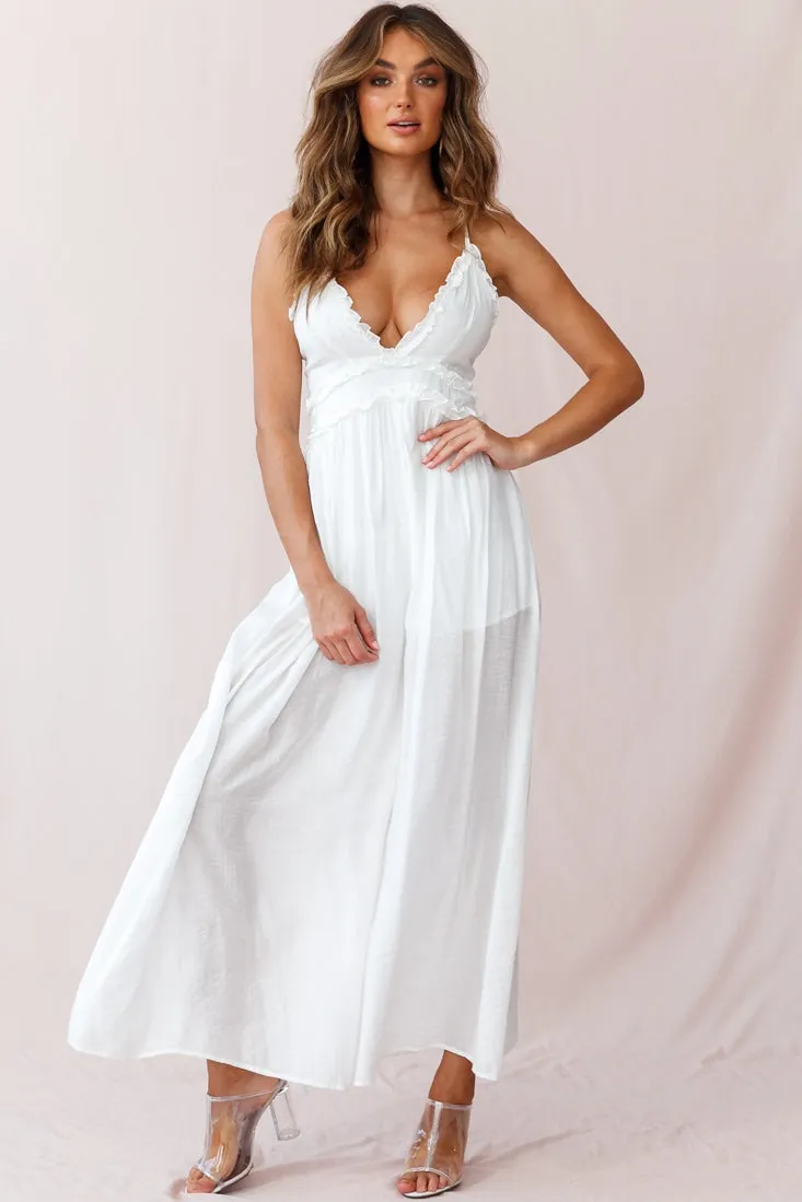 Laney Wide Leg Ruffle Detail Jumpsuit White