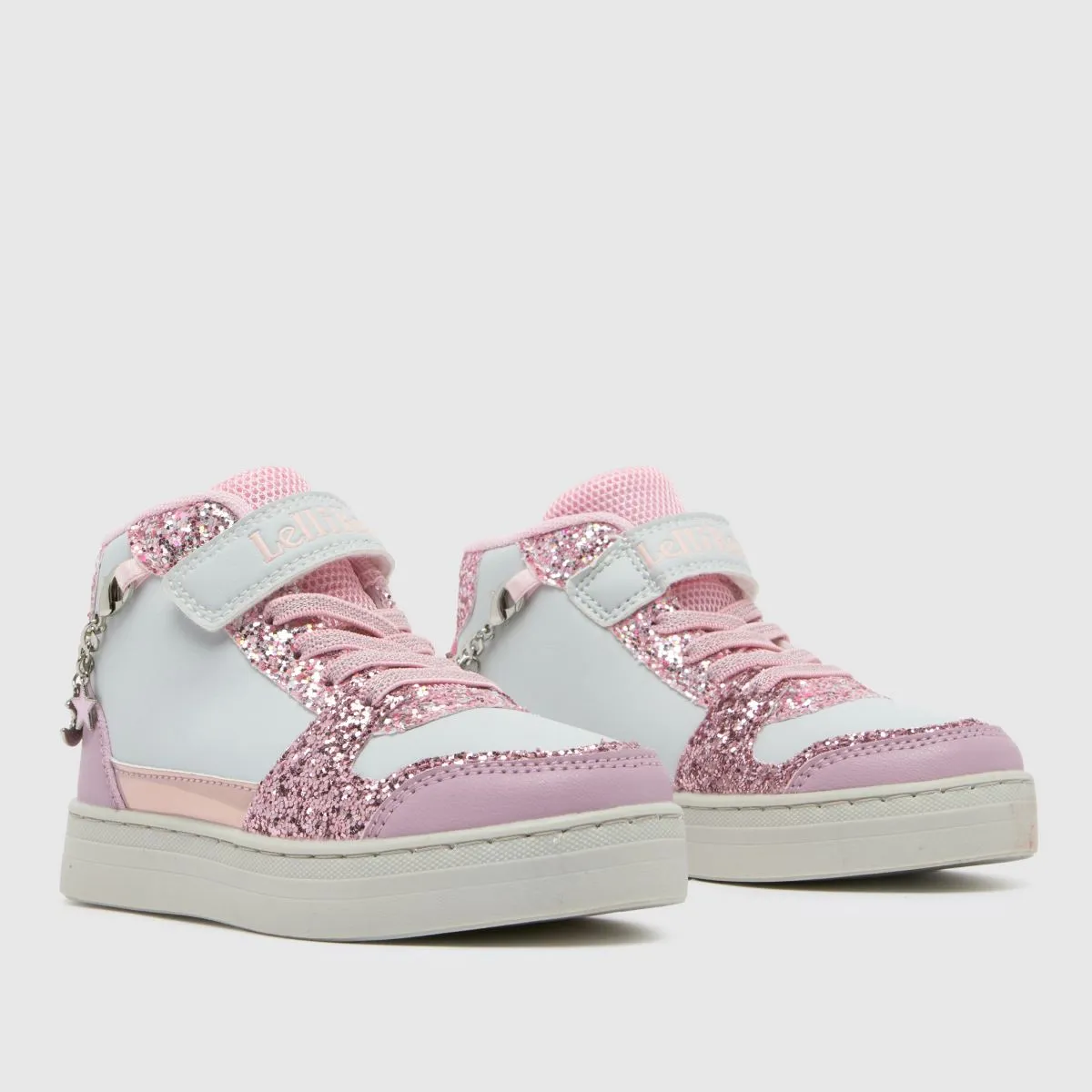 Lelli Kelly Girl's Grey & Pink Glitter Gioello Hi-Top Trainers