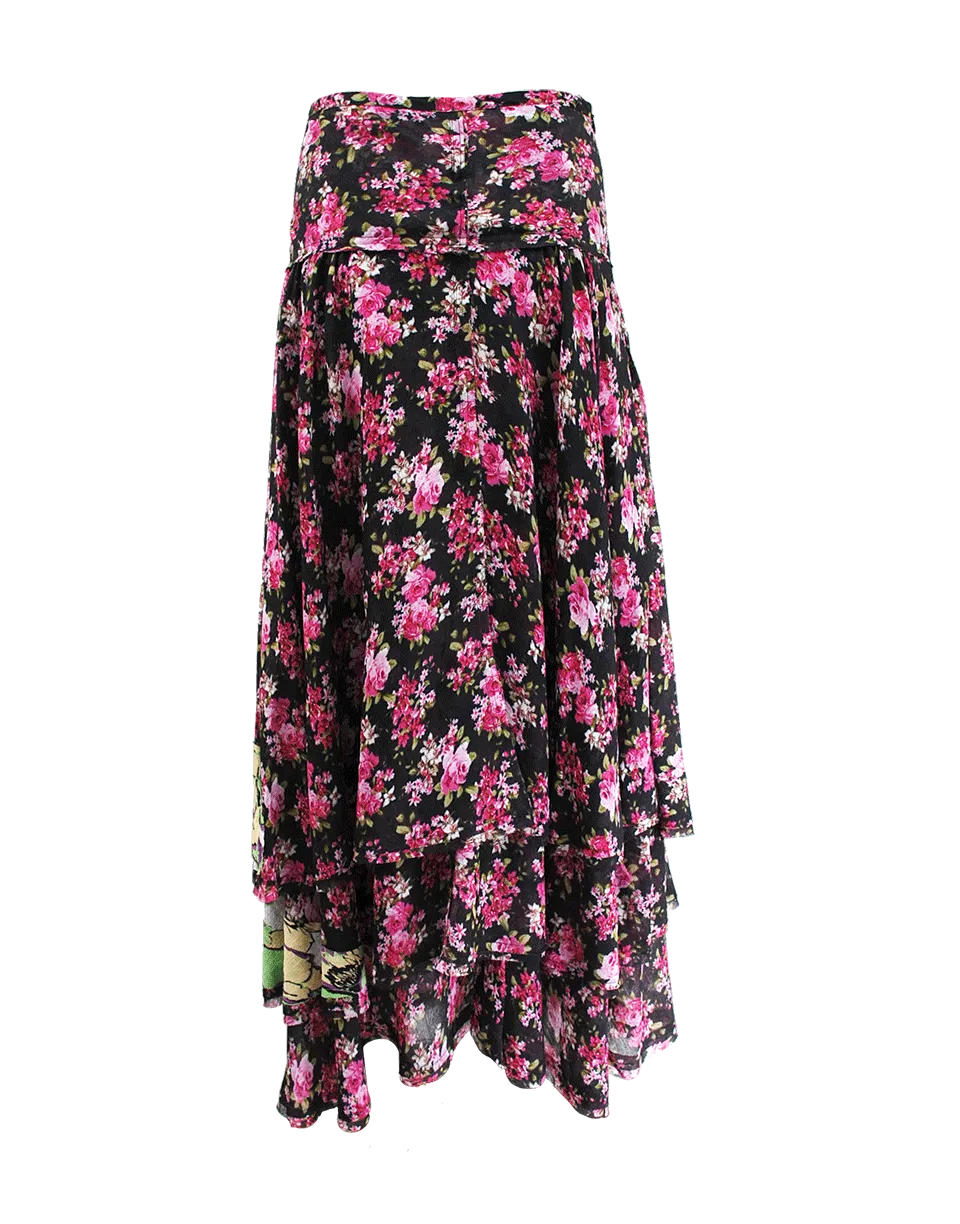 Long Tiered Floral Skirt