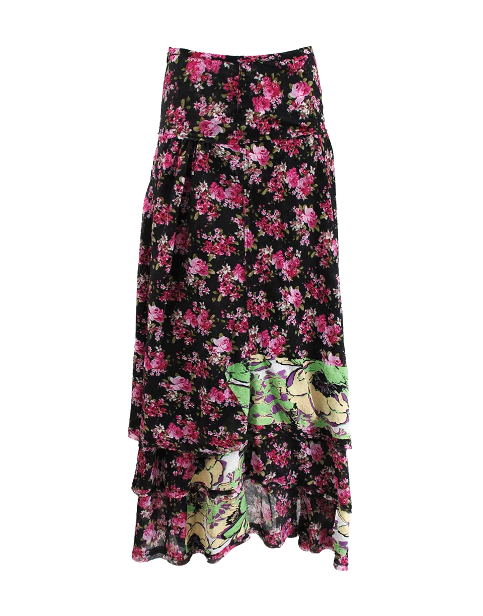Long Tiered Floral Skirt