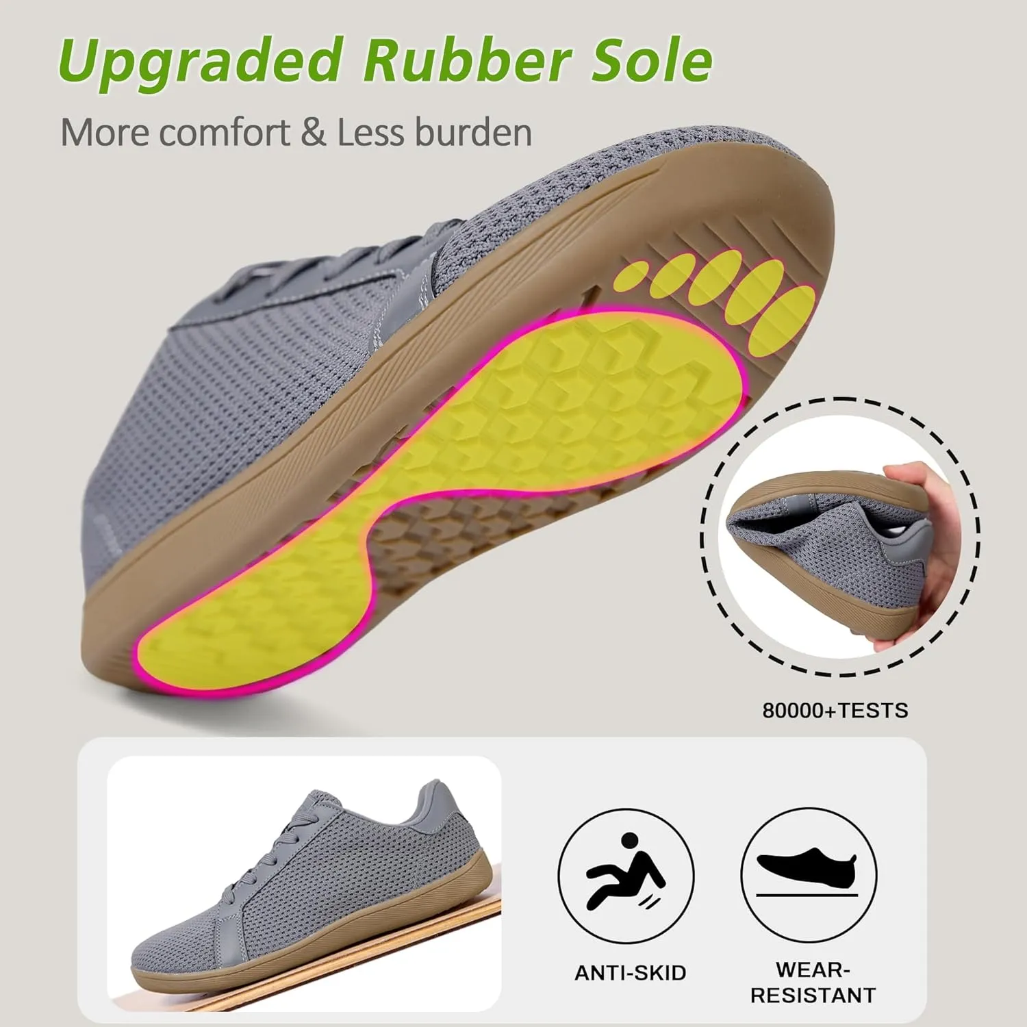 Men's Barefoot Walking Shoes Wide Toe Sneakers Zero Drop Minimalist Sneakers Non-Slip Breathable Comfortable Lightweight Casual Shoes