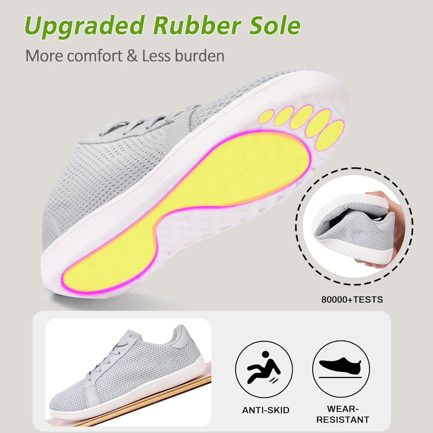 Men's Barefoot Walking Shoes Wide Toe Sneakers Zero Drop Minimalist Sneakers Non-Slip Breathable Comfortable Lightweight Casual Shoes