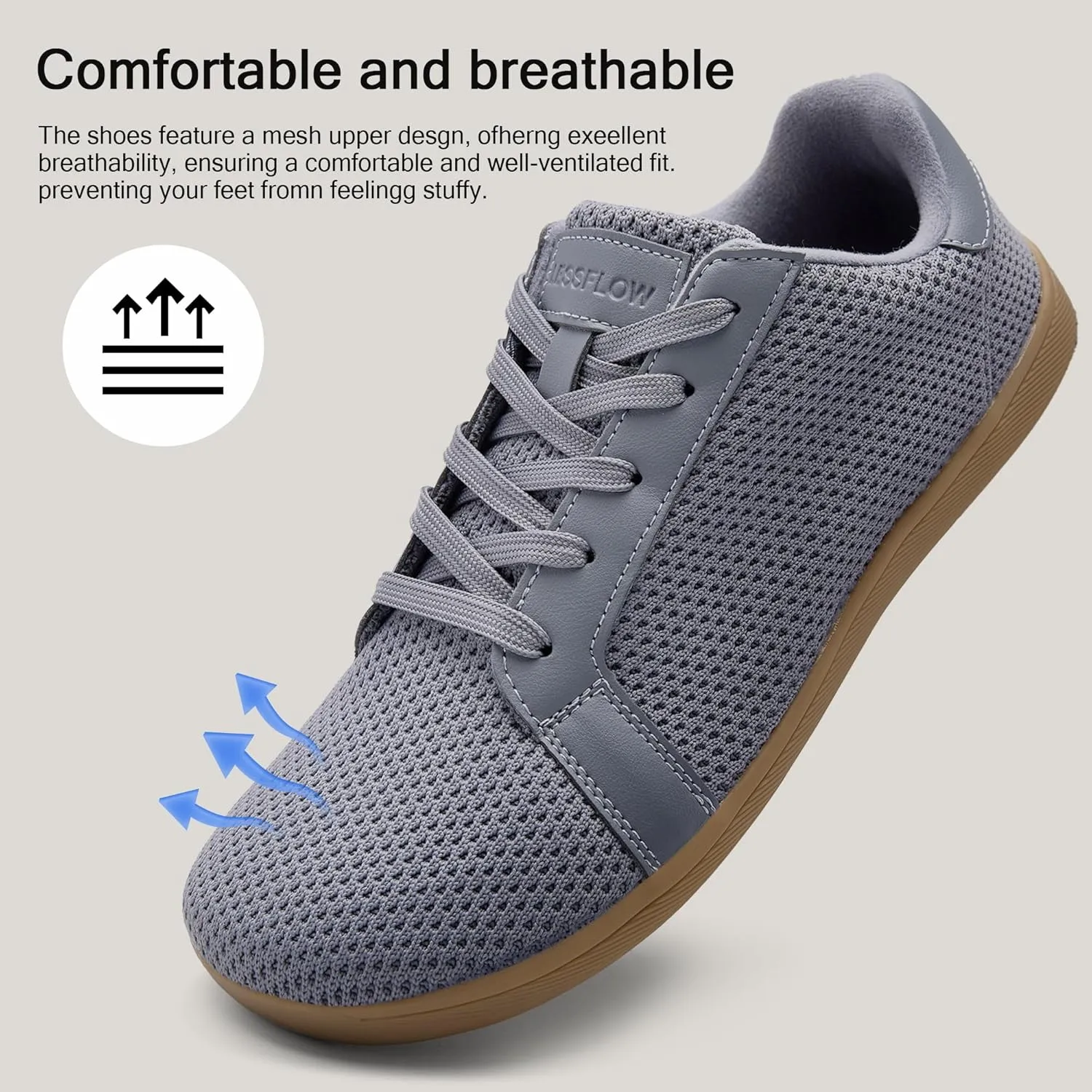 Men's Barefoot Walking Shoes Wide Toe Sneakers Zero Drop Minimalist Sneakers Non-Slip Breathable Comfortable Lightweight Casual Shoes
