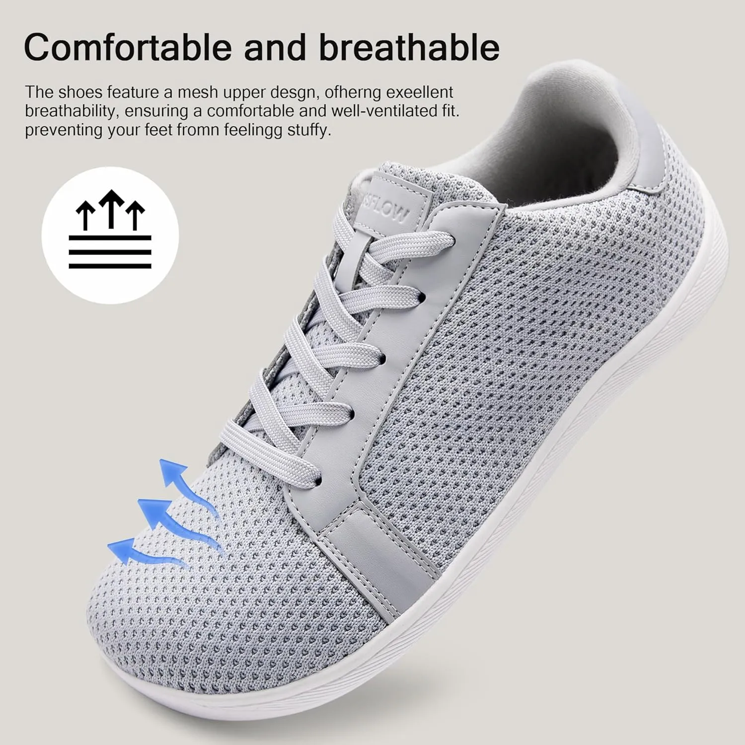 Men's Barefoot Walking Shoes Wide Toe Sneakers Zero Drop Minimalist Sneakers Non-Slip Breathable Comfortable Lightweight Casual Shoes