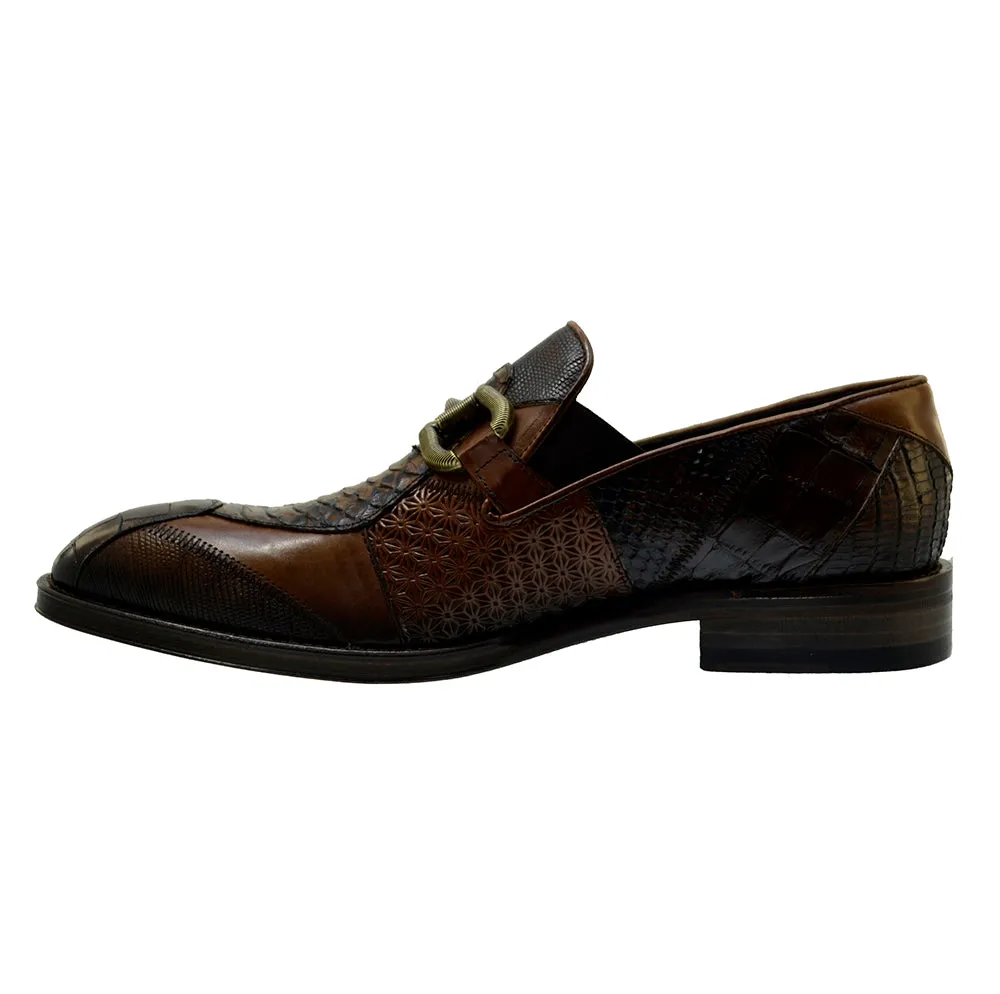 Men's Italian Shoes Jo Ghost 4994 Brown Leather Dress Buckle Shoes