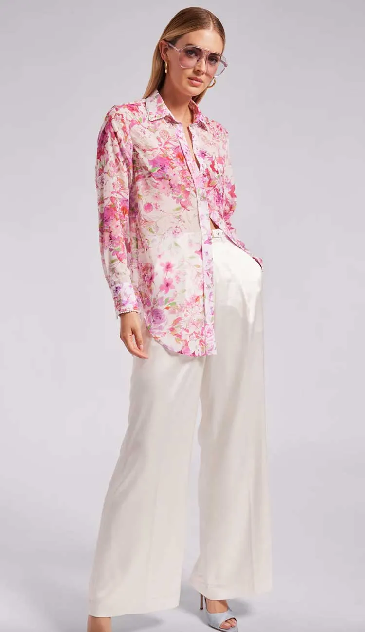 Mercy Floral Georgette Shirt - Floral Pink