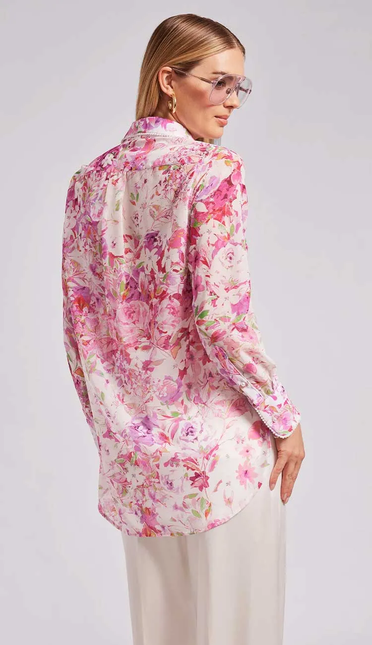 Mercy Floral Georgette Shirt - Floral Pink