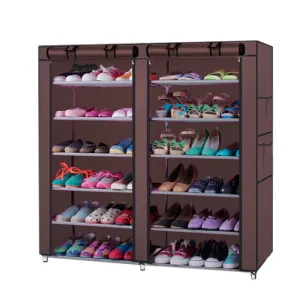 New 6-Row 2-Line 12 Lattices Shoe Cabinet Rack Shoes Stand Storage Organizer