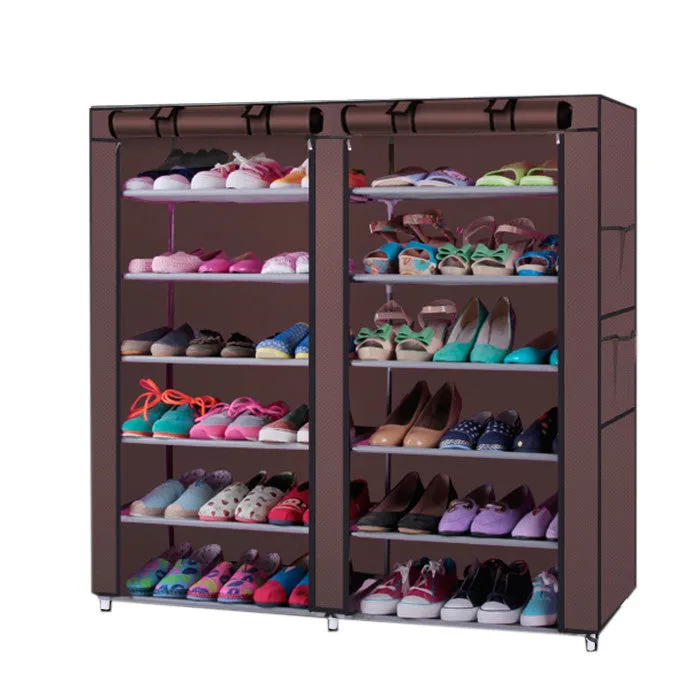 New 6-Row 2-Line 12 Lattices Shoe Cabinet Rack Shoes Stand Storage Organizer