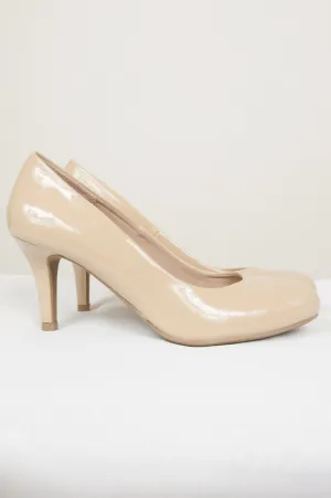 Nude high heels glossy pumps