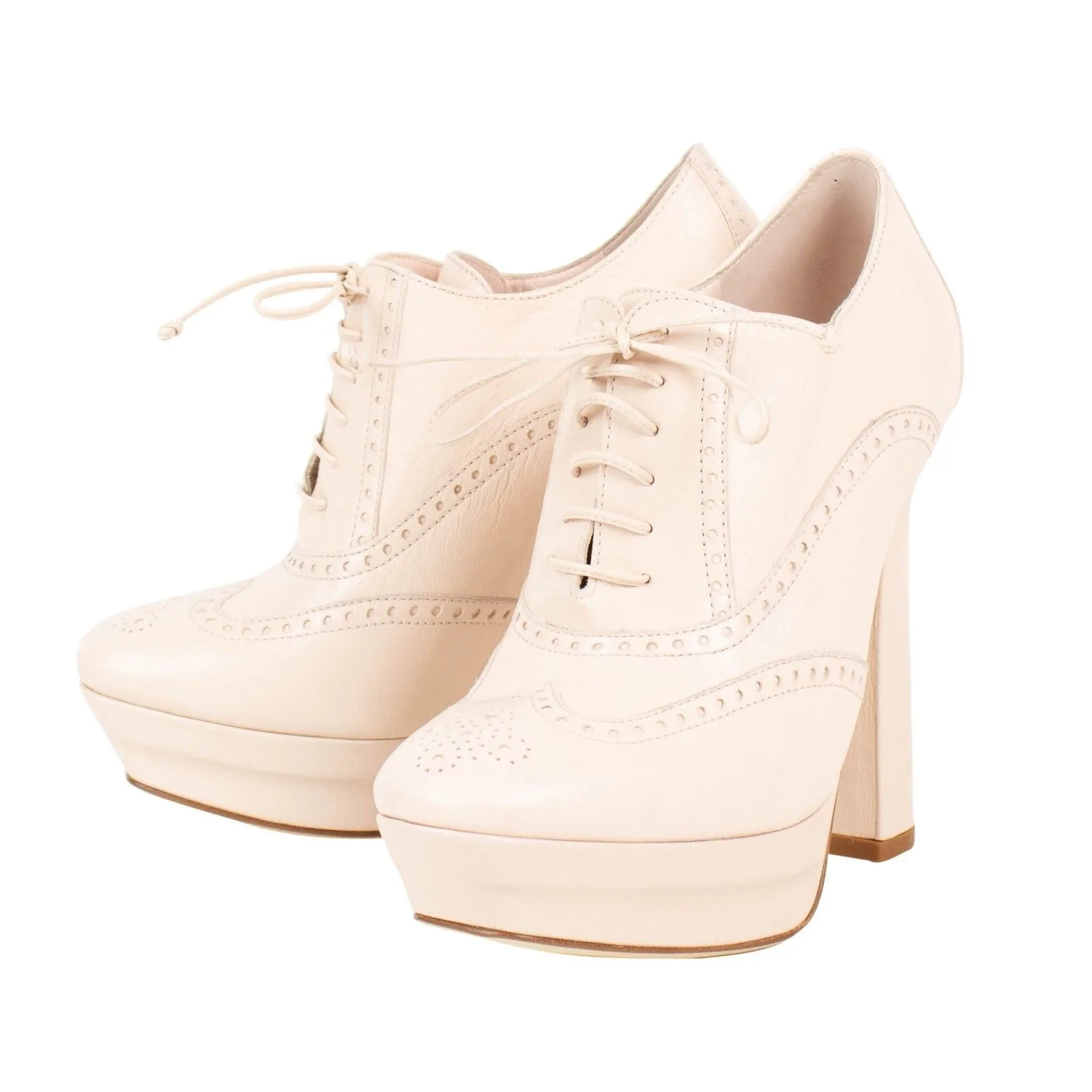 Pale Pink Leather Oxford Heels 7/37