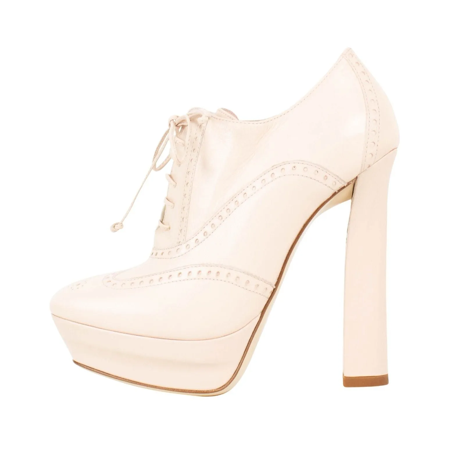 Pale Pink Leather Oxford Heels 7/37