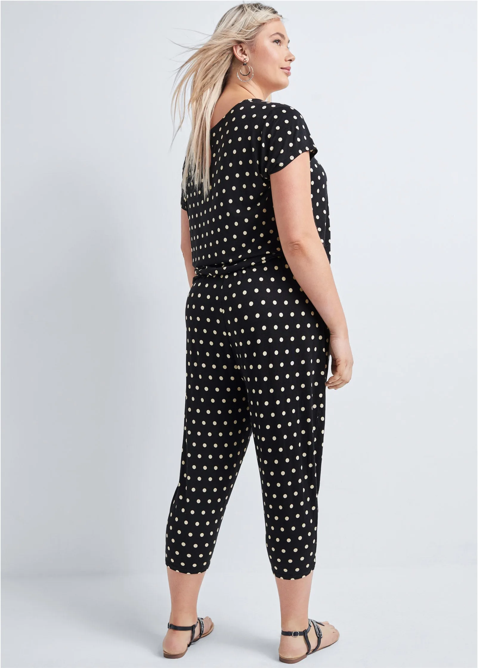Polka Dot Jumpsuit - Black & White