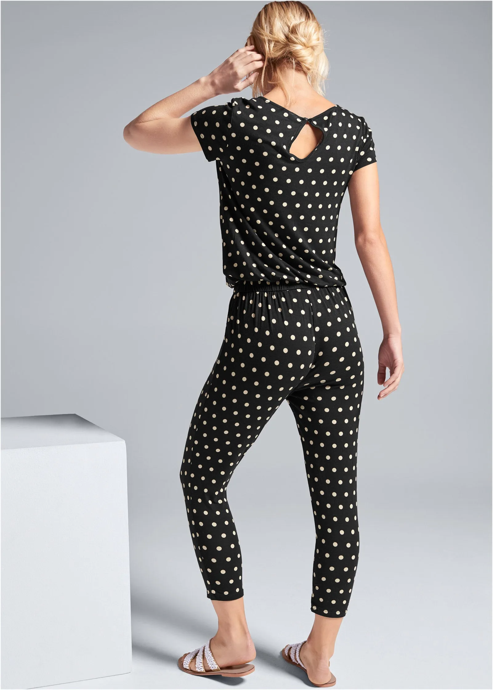 Polka Dot Jumpsuit - Black & White