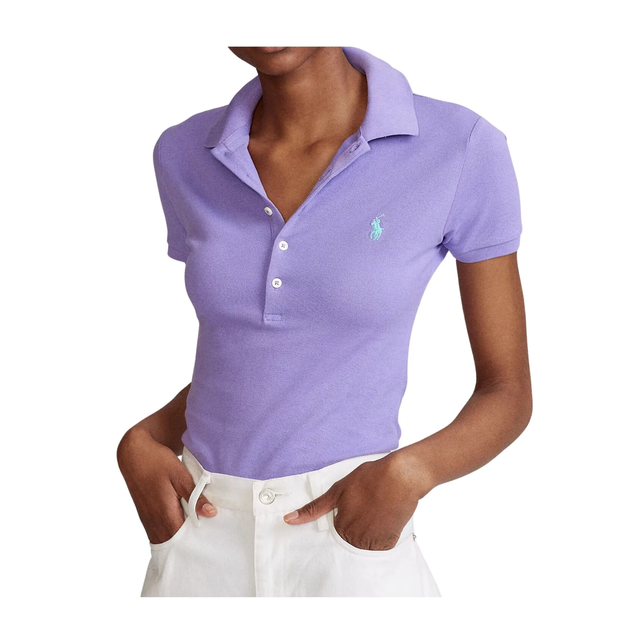 Polo Donna Viola cinque bottoni