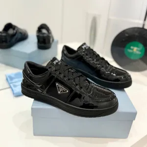 PRA DOWNTOWN PERFORATED SNEAKERS GLOSSY BLACK CALFSKIN