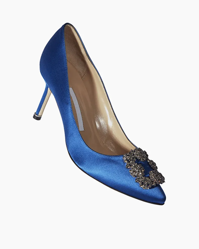 Refined Satin Crystal Snowflake Stiletto Shoes
