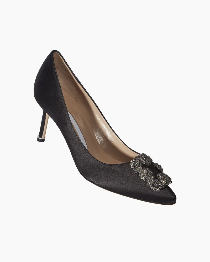 Refined Satin Crystal Snowflake Stiletto Shoes