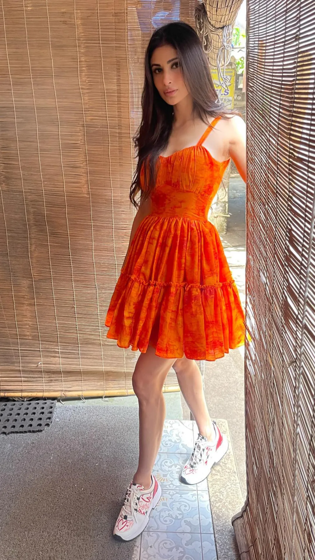 Saffron Orange Viscose Short Dress