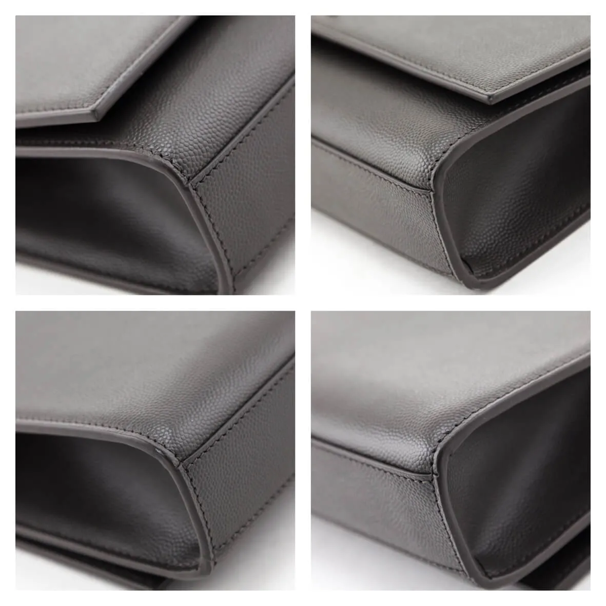 Saint Laurent Earth Grey Grain De Poudre Medium Chain Kate Bag
