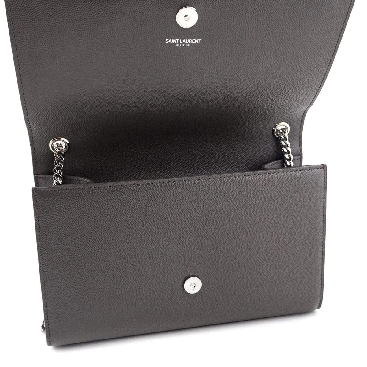 Saint Laurent Earth Grey Grain De Poudre Medium Chain Kate Bag