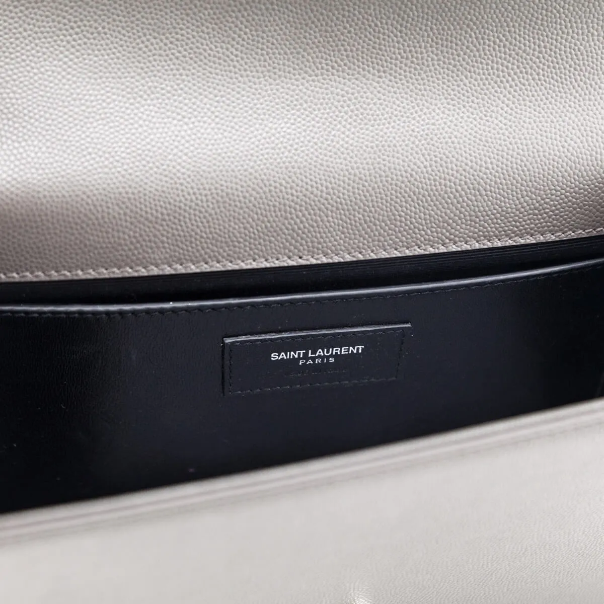 Saint Laurent Earth Grey Grain De Poudre Medium Chain Kate Bag