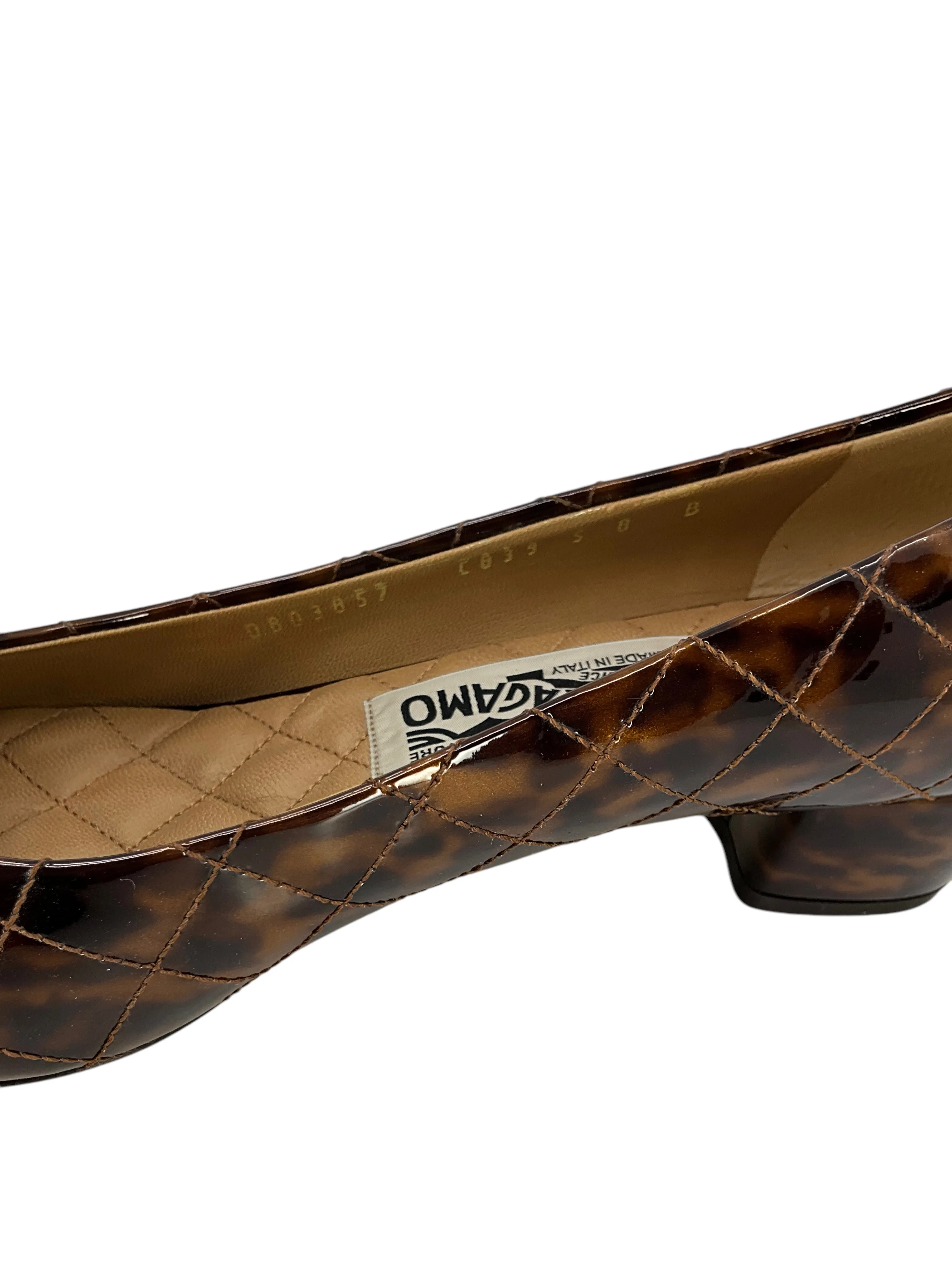 Salvatore Ferragamo Vara Bow Patent Pumps Size 8 NEW