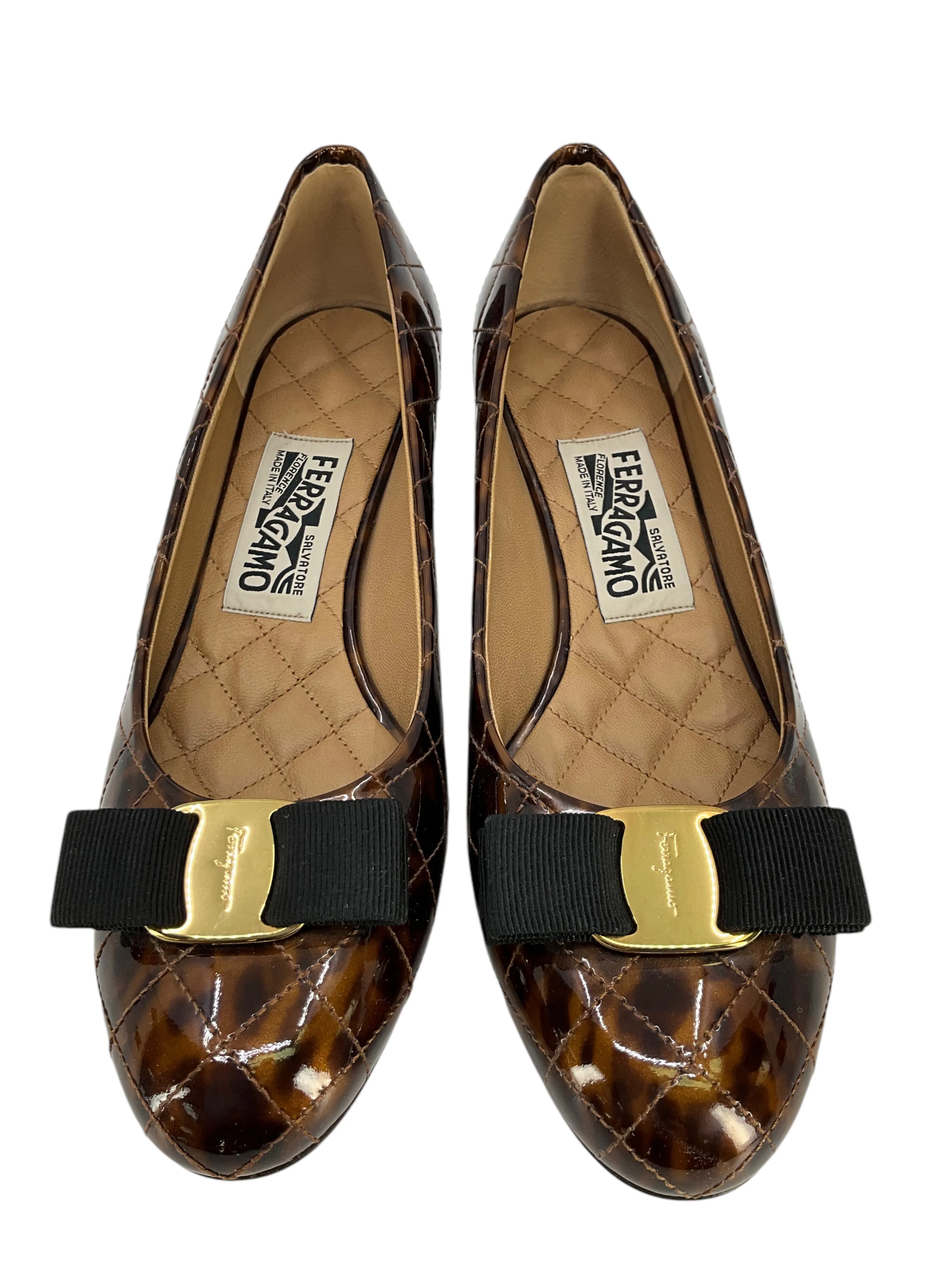 Salvatore Ferragamo Vara Bow Patent Pumps Size 8 NEW