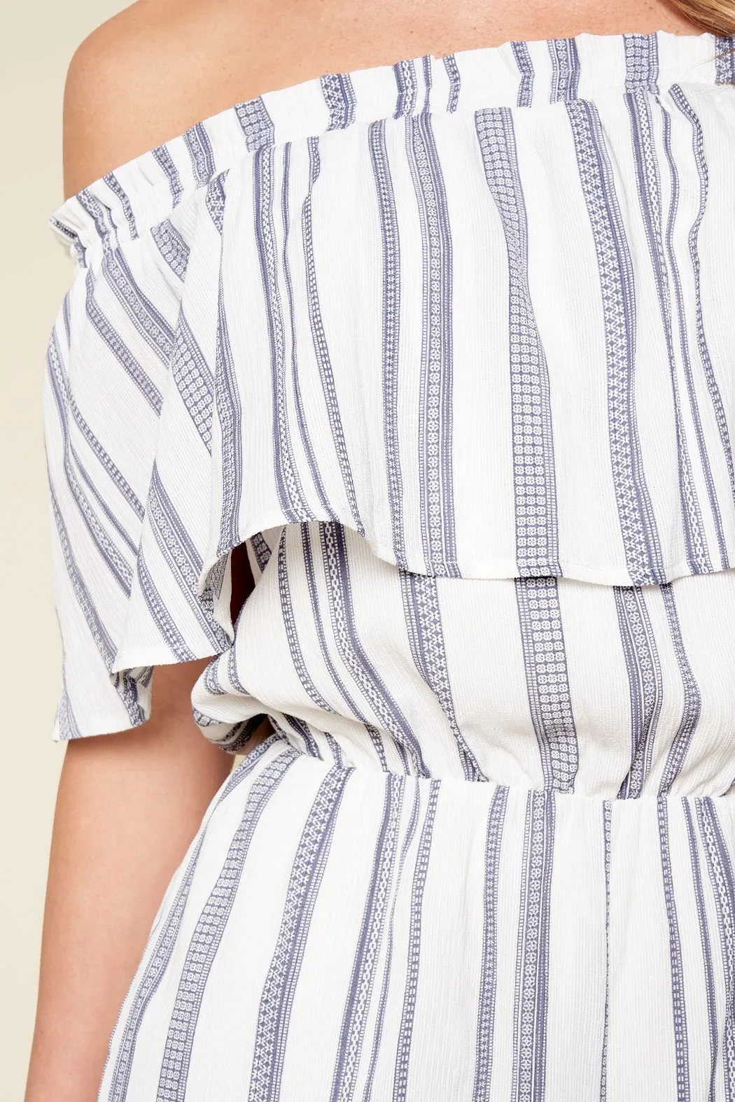 See You Later Striped Off The Shoulder Romper