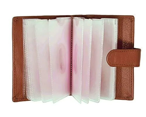 STARHIDE Soft Genuine Leather Compact Credit Debit Card Holder Case with Removable Plastic Sleeves 210