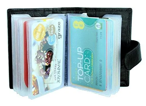 STARHIDE Soft Genuine Leather Compact Credit Debit Card Holder Case with Removable Plastic Sleeves 210