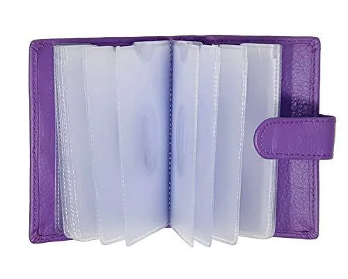 STARHIDE Soft Genuine Leather Compact Credit Debit Card Holder Case with Removable Plastic Sleeves 210