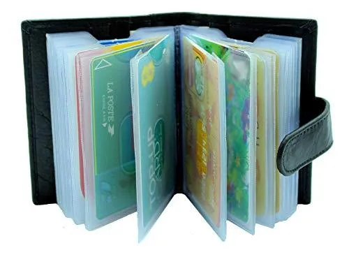 STARHIDE Soft Genuine Leather Compact Credit Debit Card Holder Case with Removable Plastic Sleeves 210