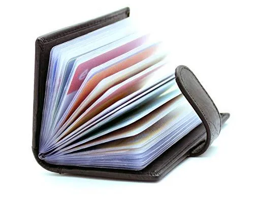 STARHIDE Soft Genuine Leather Compact Credit Debit Card Holder Case with Removable Plastic Sleeves 210