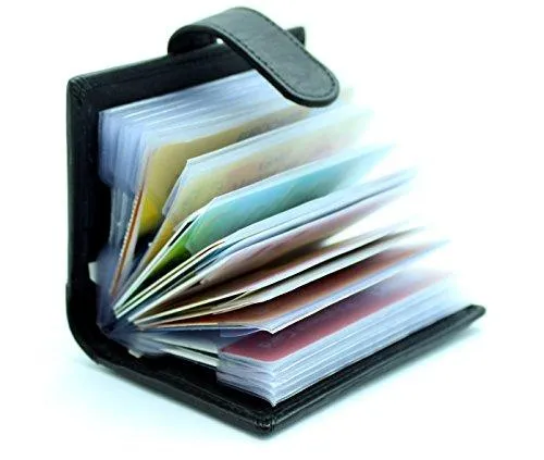STARHIDE Soft Genuine Leather Compact Credit Debit Card Holder Case with Removable Plastic Sleeves 210