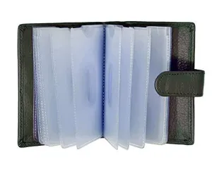 STARHIDE Soft Genuine Leather Compact Credit Debit Card Holder Case with Removable Plastic Sleeves 210