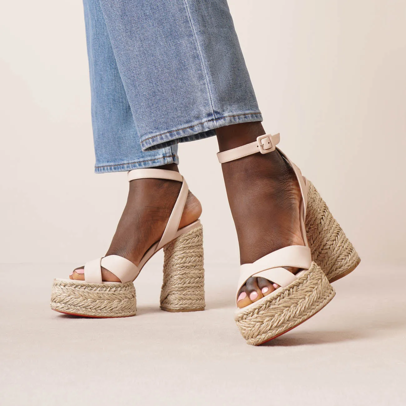 Super Mariza 130 light pink platform sandals