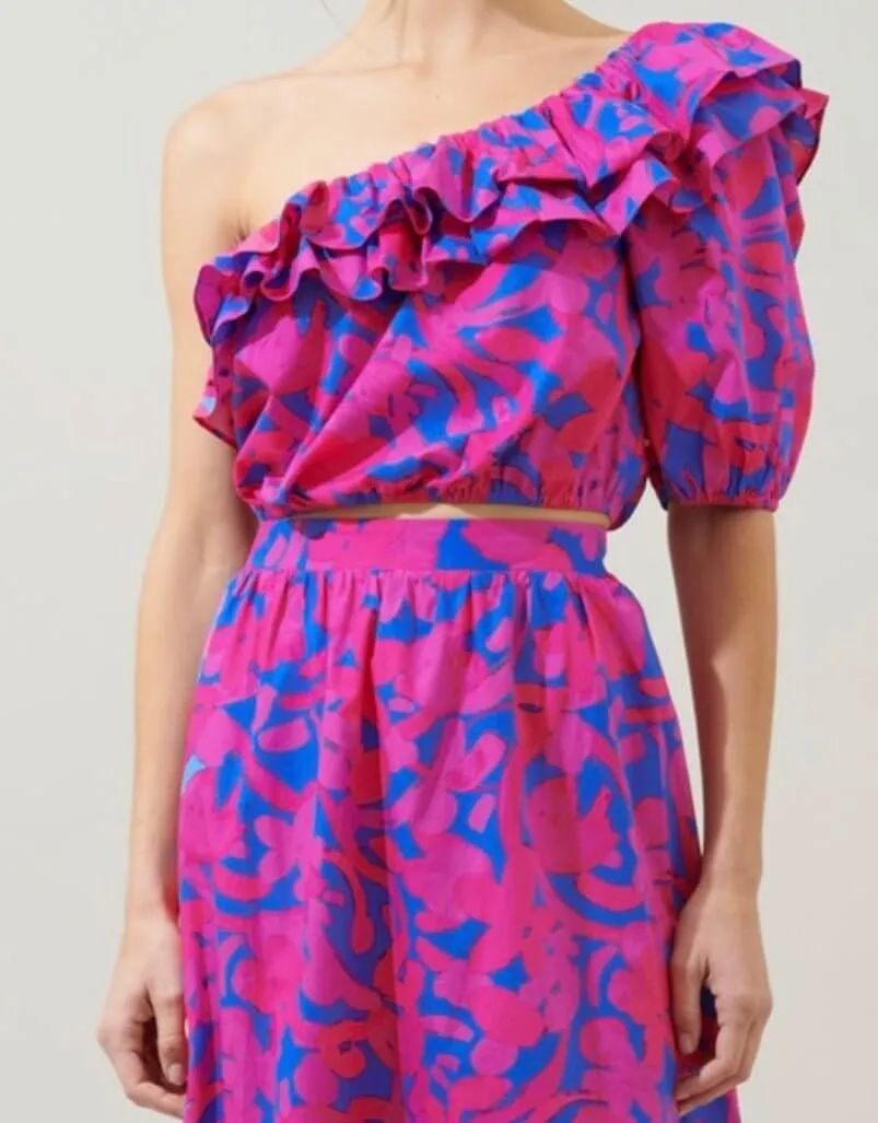 The Amore Set: One Shoulder Maxi Ruffle Skirt Set