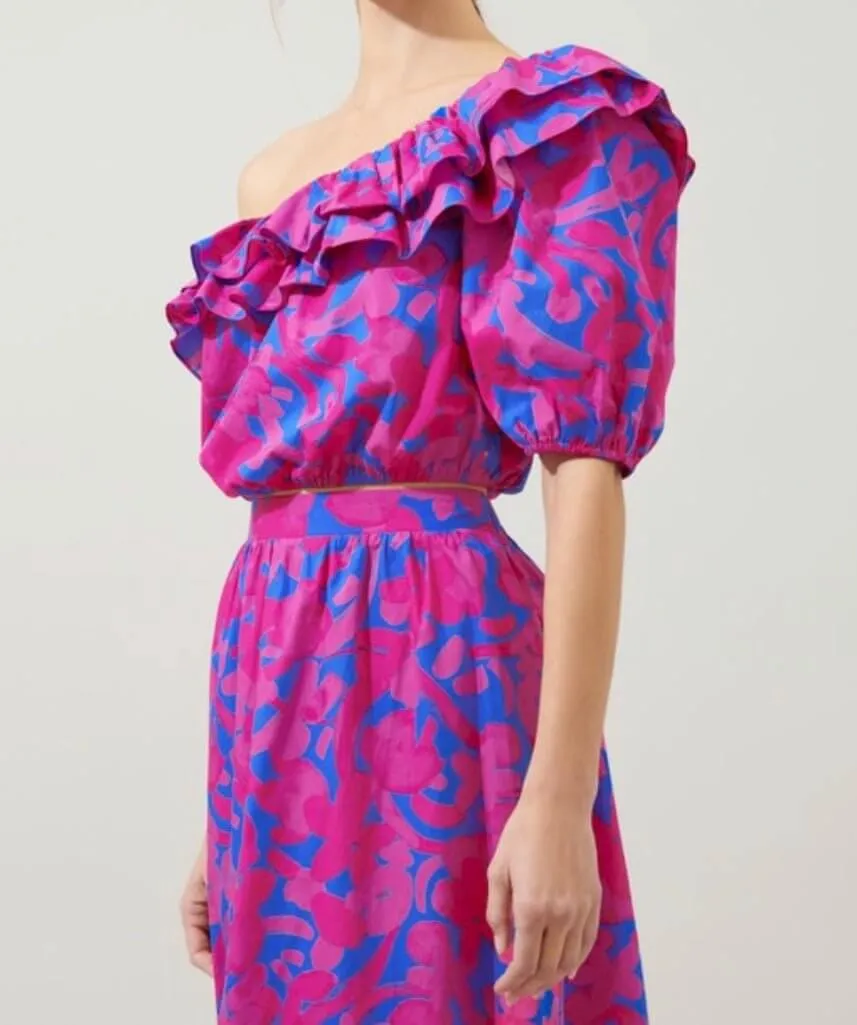 The Amore Set: One Shoulder Maxi Ruffle Skirt Set