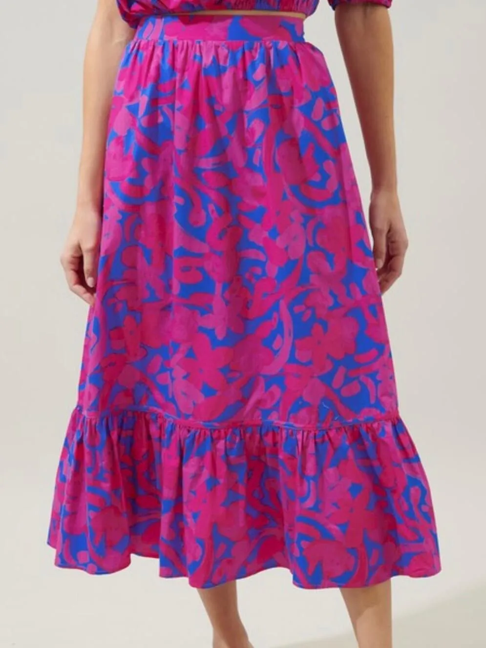 The Amore Set: One Shoulder Maxi Ruffle Skirt Set