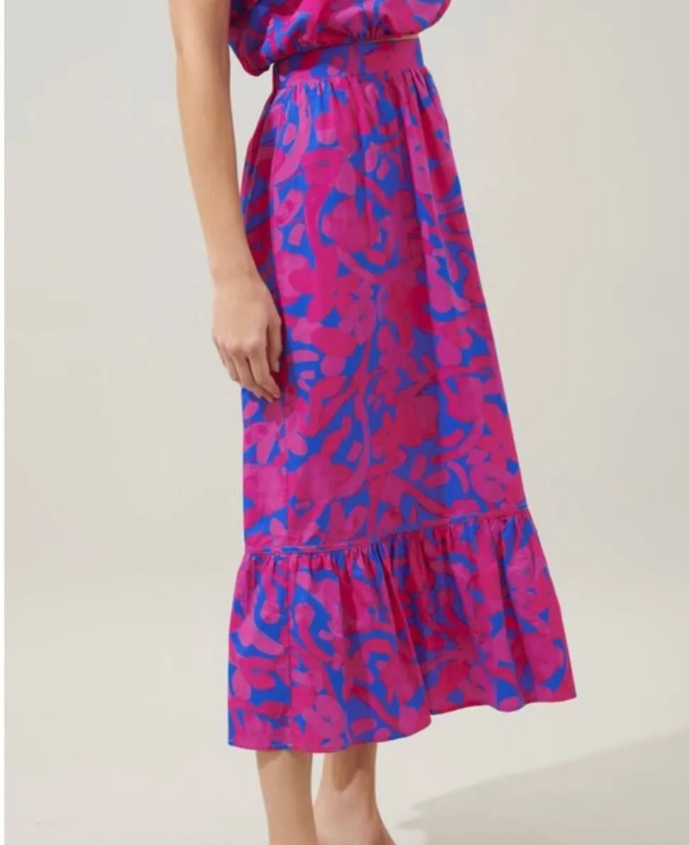The Amore Set: One Shoulder Maxi Ruffle Skirt Set