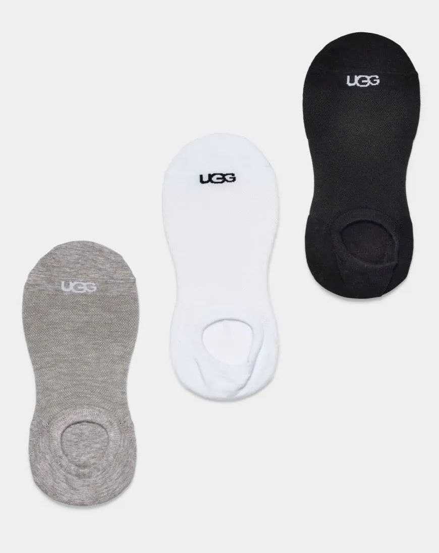 UGG® Stela No Show 3 Pack Socks White/Grey/Black