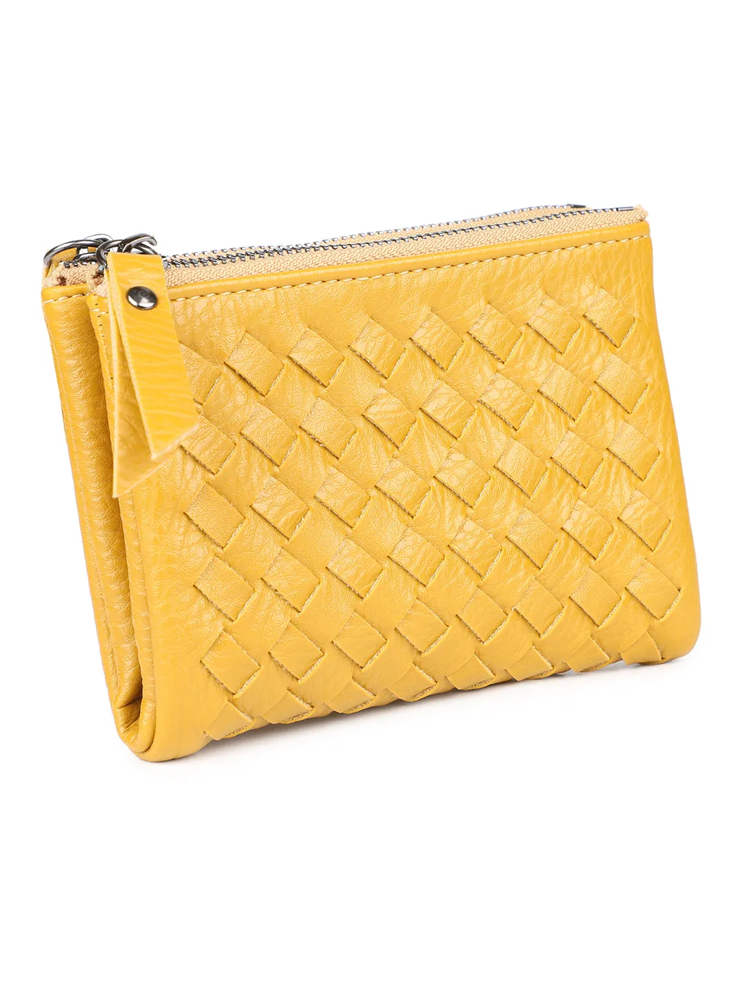 Women Yellow Solid Zip Around Wallet