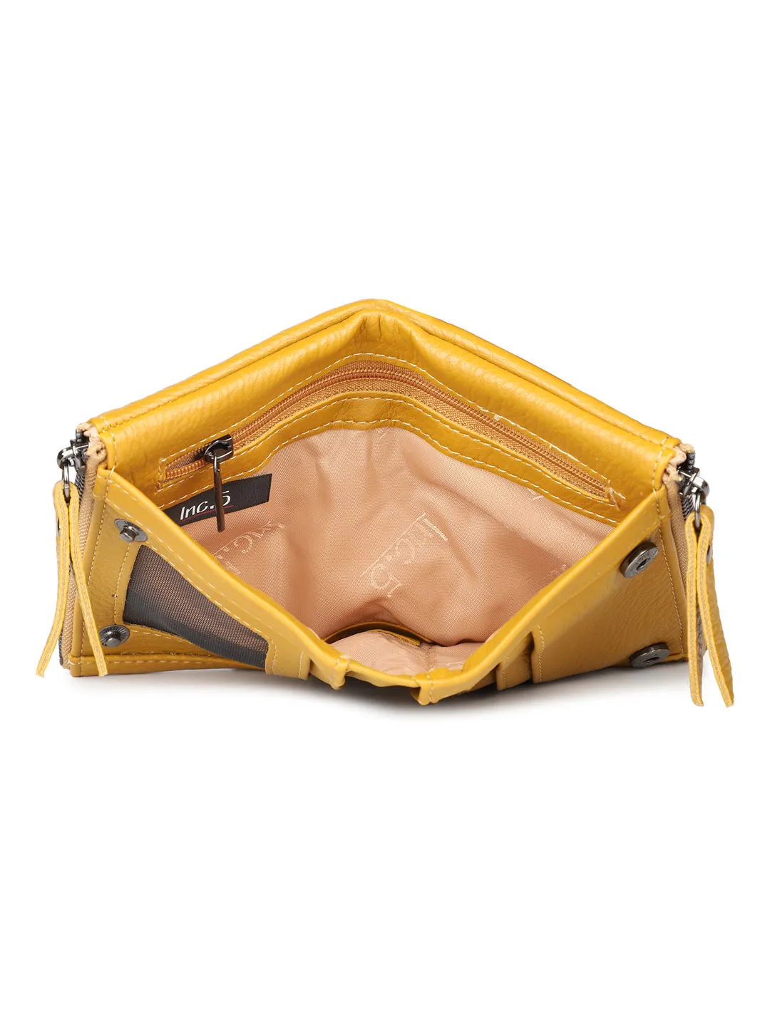 Women Yellow Solid Zip Around Wallet