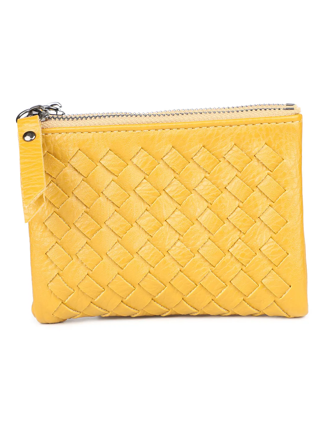 Women Yellow Solid Zip Around Wallet