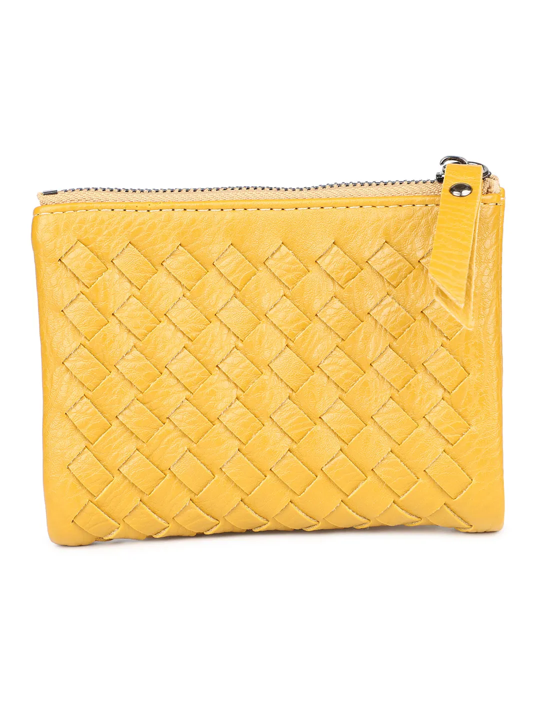 Women Yellow Solid Zip Around Wallet
