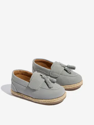 Yellow Grey Tassel-Detailed Slip-On Shoes